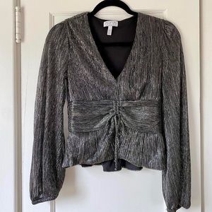 NWT lamé fabric long sleeve